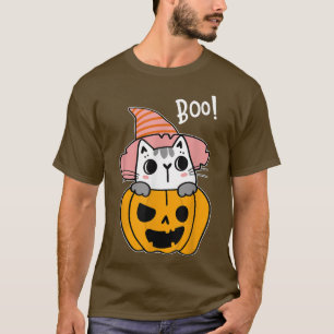 Cat Pumpkin Lazy Halloween Costume Cute Kitty Kitt T-Shirt