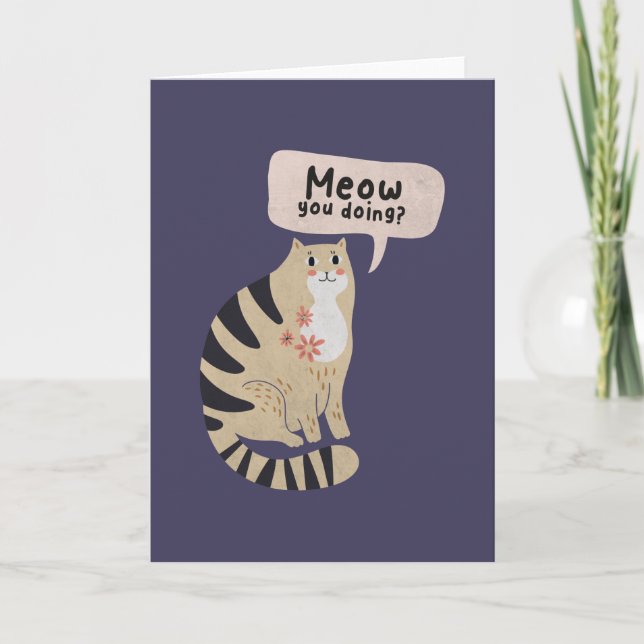 Cat Pun: Meow You Doing? Note Card