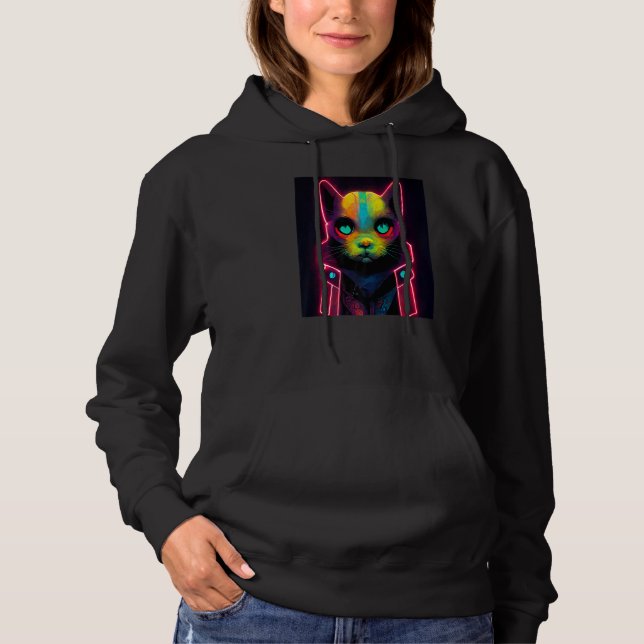 Cat Punk Cyborg Men Women Boys Girls   5 Hoodie (Front)