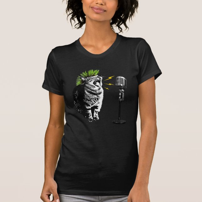 Cat Punk, Fun Graphic T-Shirt (Front)