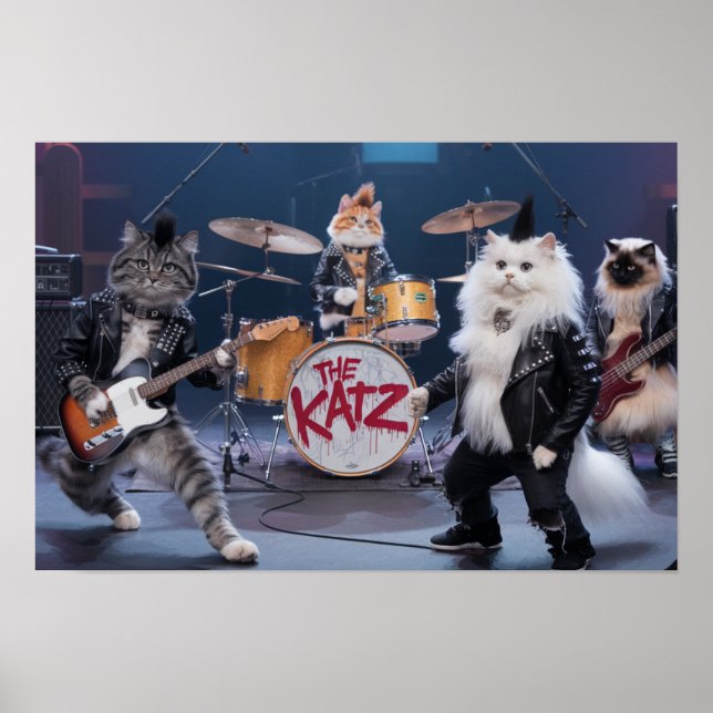 Cat Punk Rock Band Poster (Front)