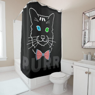 Cat Purr Dark Shower Curtain