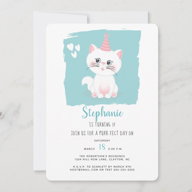 Cat Purr-fect Day Birthday Invitation (Front)