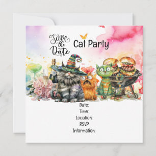 Cat Purr-fectly Quirky Cat Party Save The Date