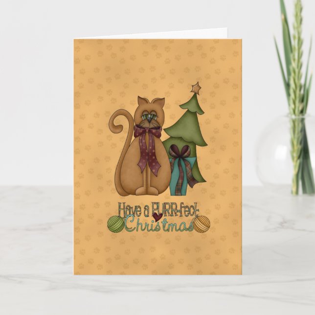 Cat - Purrfect Christmas Holiday Card (Front)
