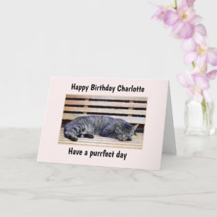 Cat Purrfect Day Birthday Card Customizable
