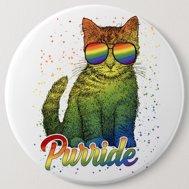 Cat Purride LGBT 6 Cm Round Badge (Front)
