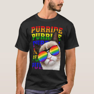 Cat Purride Lgbt Rainbow Sunglasses Cats  Gay Prid T-Shirt