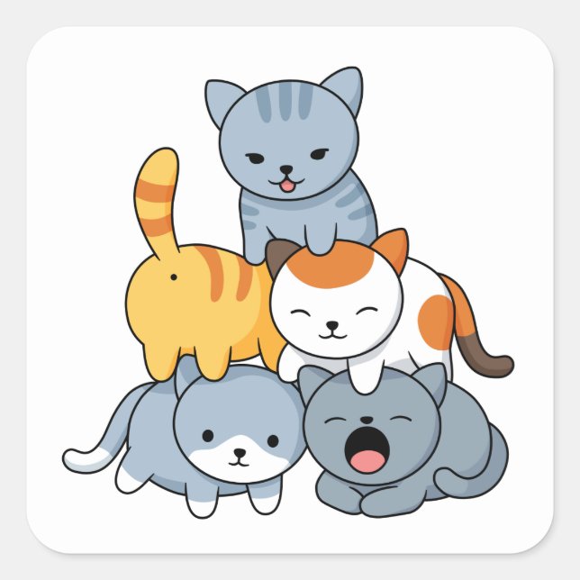 Cat Pyramid - Group of Cats Square Sticker (Front)