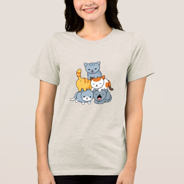 Cat Pyramid - Group of Cats Tri-Blend Shirt (Front)