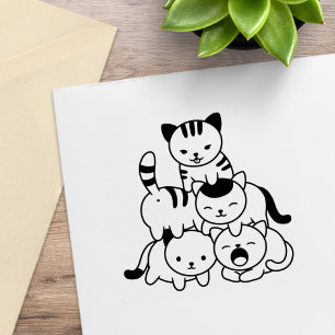 Cat Pyramid Rubber Stamp