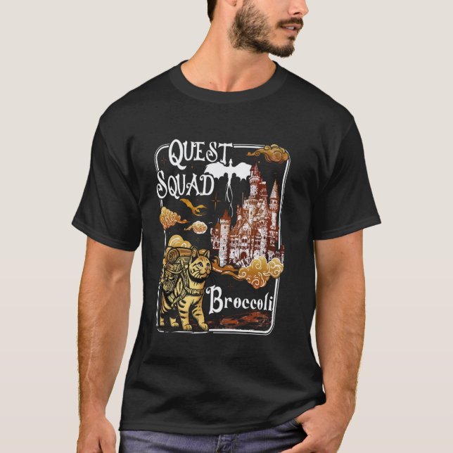 Cat Quest Squad Broccoli T-Shirt (Front)