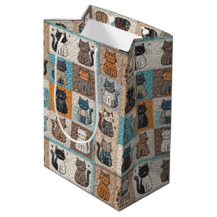 Cat Quilt Design Medium Gift Bag