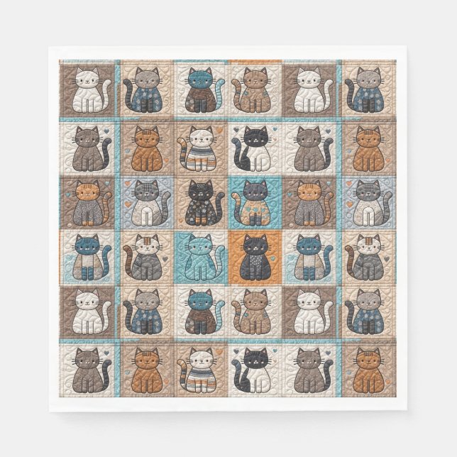 Cat Quilt Design Napkin (Front)