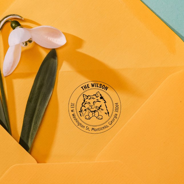 Cat Rag Doll Family Return Address  Rubber Stamp (Creator Uploaded)