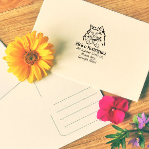 Cat Rag Doll Return Address  Rubber Stamp