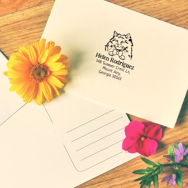 Cat Rag Doll Return Address  Rubber Stamp (Creator Uploaded)