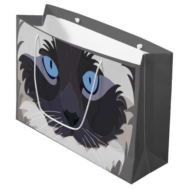 Cat Ragdoll Blue Eyes Kitty Large Gift Bag (Front Angled)