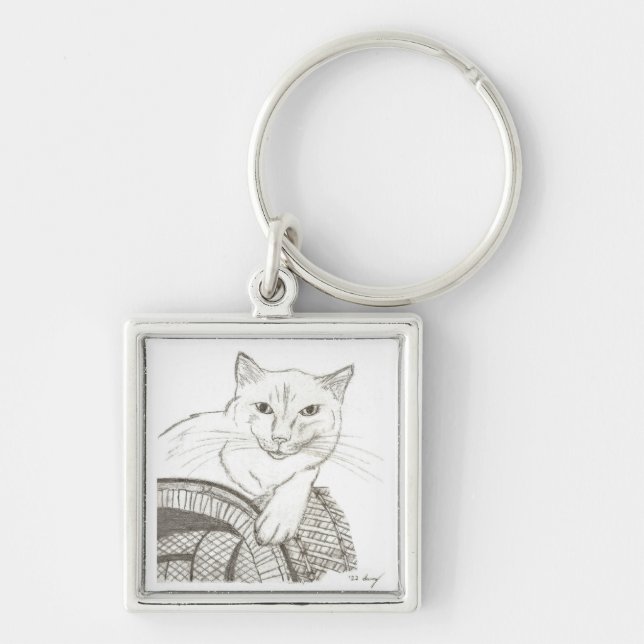 Cat Ragdoll Portrait Keychain (Front)