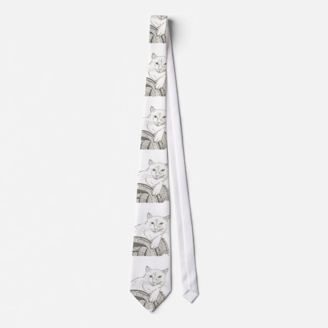 Cat Ragdoll Portrait Tie (Front)