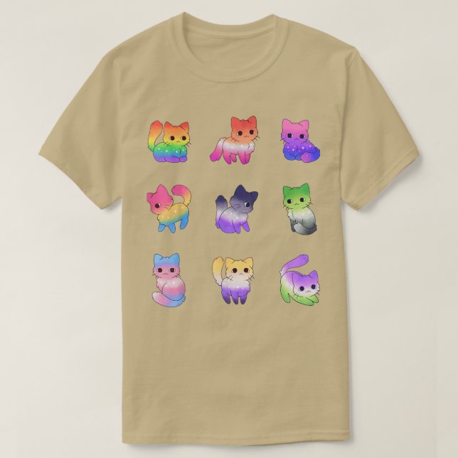 Cat Rainbow Gay Pride Cute LGBT Animal Pet Lovers  T-Shirt (Design Front)