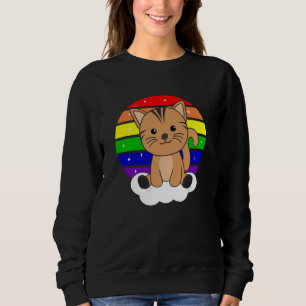 Cat Rainbow Glitter Kawaii Cats Colorful Sweatshirt