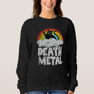 Cat Rainbow Heavy Metal Band Kids Goth Death Metal Sweatshirt