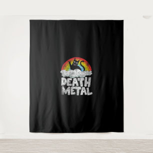 Cat Rainbow Heavy Metal Band Kids Goth Funny Death Tapestry