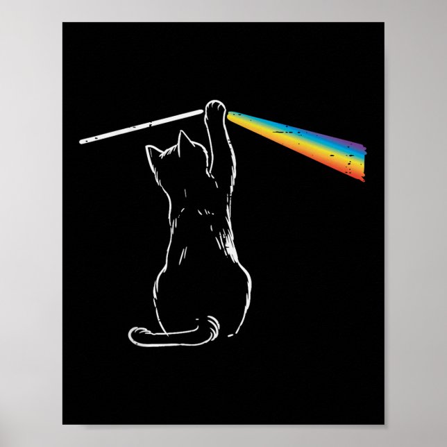 Cat Rainbow Light Cool Prism Science Spectral Men  Poster (Front)