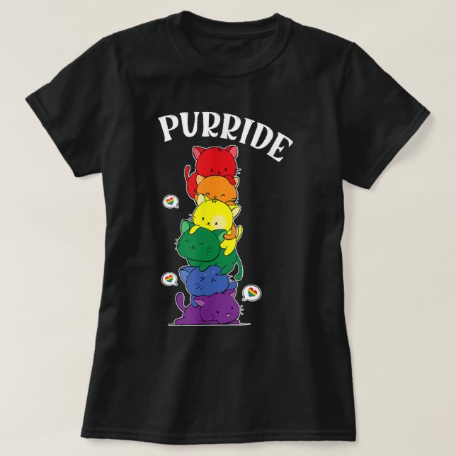 Cat Rainbow Sunglasses Gay Funny Pride LGBTQ Men W T-Shirt (Design Front)