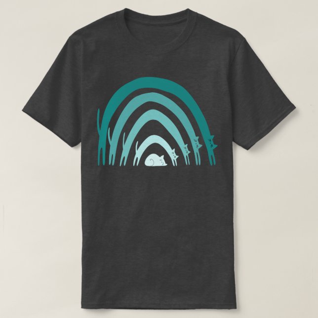Cat Rainbows Blues T-Shirt (Design Front)