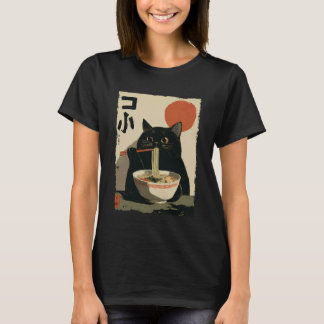 Cat Ramen Aesthetic Japanese Ukiyo-e Artwork Anime T-Shirt