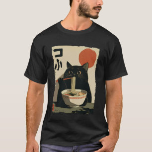 Cat Ramen Aesthetic Japanese Ukiyo-e Artwork Anime T-Shirt
