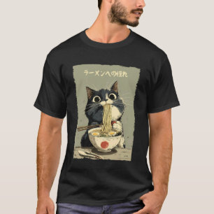 Cat Ramen Aesthetic Japanese Ukiyo-e Artwork Anime T-Shirt