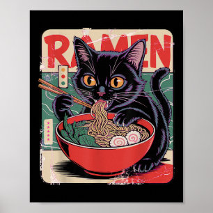 Cat Ramen Anime Design For Women Men Kids Adults F Poster