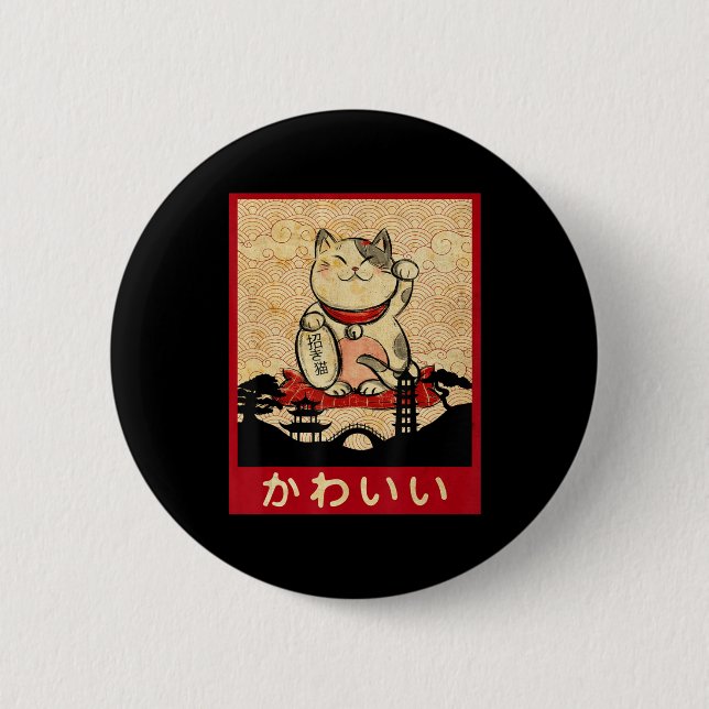 Cat Ramen Bowl Anime Japanese Noodles Kawaii Neko  6 Cm Round Badge (Front)