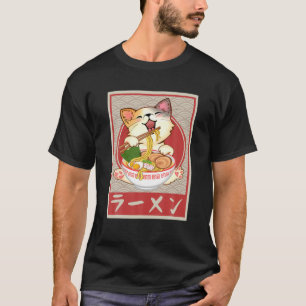 Cat Ramen Bowl Anime Japanese Noodles Kawaii Neko T-Shirt