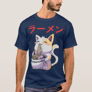 Cat Ramen Bowl Anime Japanese Noodles Kawaii Neko  T-Shirt