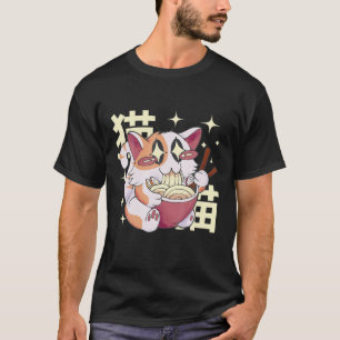 Cat Ramen Bowl Anime Japanese Noodles Kawaii Neko T-Shirt