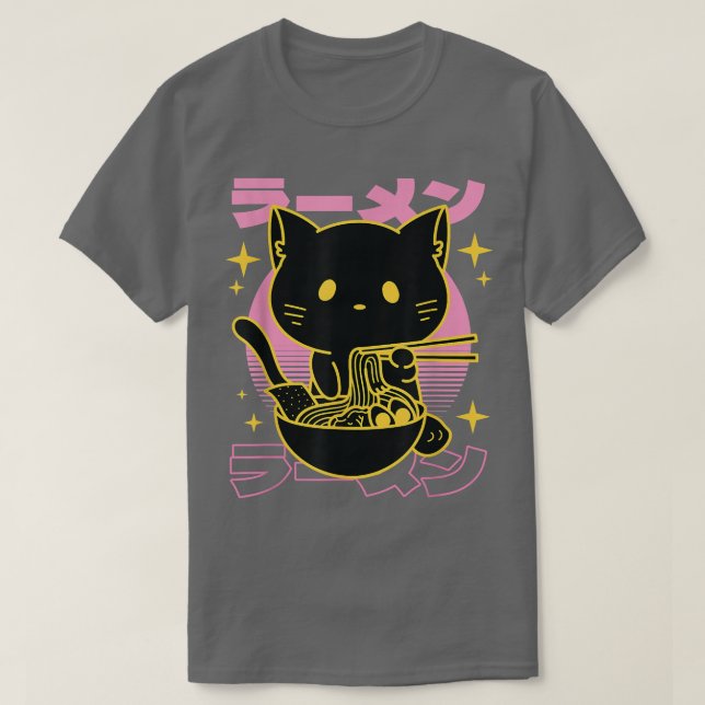 Cat Ramen  Cat Japanese Kawaii Cute Anime Cat Rame T-Shirt (Design Front)