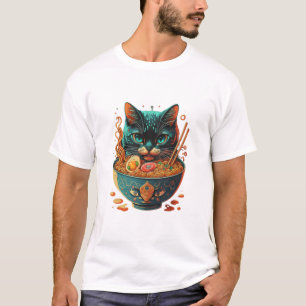 cat ramen, Cute Cat Eating Ramen, japanese ramen T-Shirt