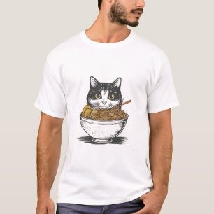 cat ramen, Cute Cat Eating Ramen, japanese ramen T-Shirt