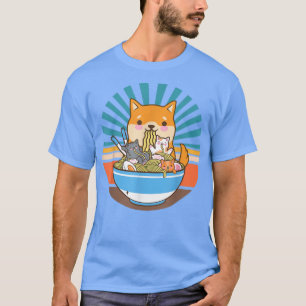 Cat Ramen Dog Shiba Inu Japanese Kawaii Cute Anime T-Shirt