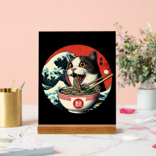 Cat Ramen Japanese Art Vintage Style Acrylic Sign