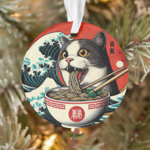 Cat Ramen Japanese Art Vintage Style Ornament