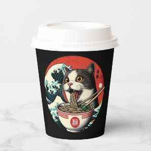 Cat Ramen Japanese Art Vintage Style Paper Cups