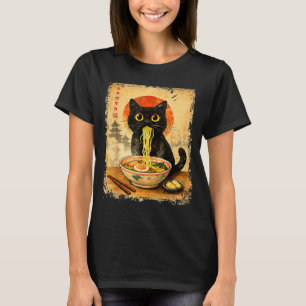 Cat Ramen Japanese Funny Cat Graphic Anime T-Shirt