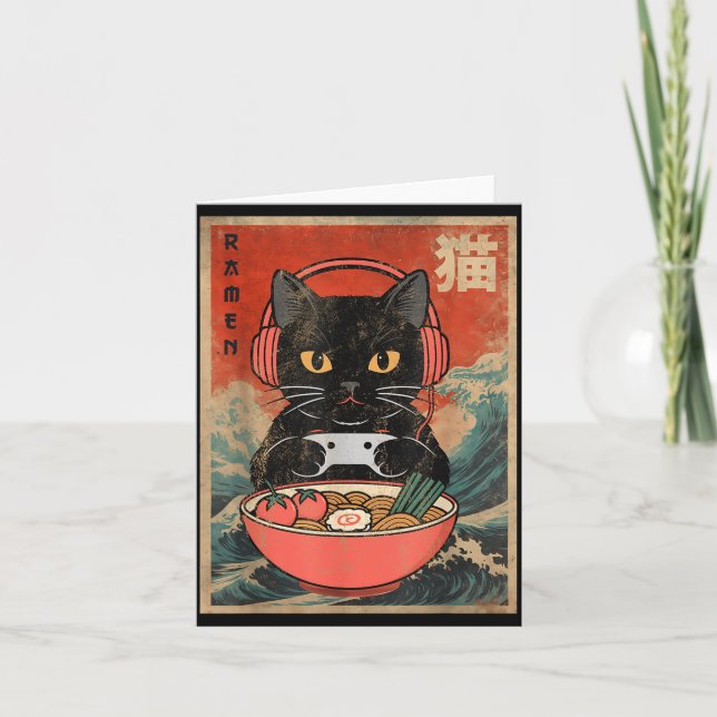 Cat Ramen Japanese Funny Graphic Kawaii Anime  Card (Front)