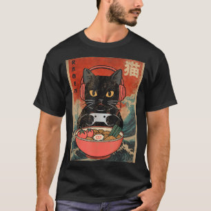 Cat Ramen Japanese Funny Graphic Kawaii Anime T-Shirt