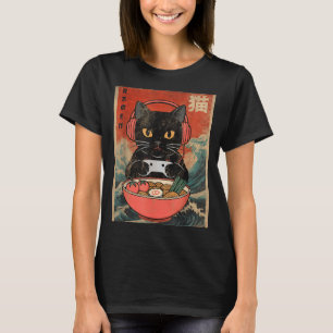 Cat Ramen Japanese Funny Graphic Kawaii Anime T-Shirt